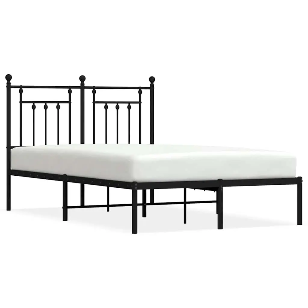 Metal Bed Frame without Mattress with Headboard Black 135x190 cm 353536 - Top Selling Beds