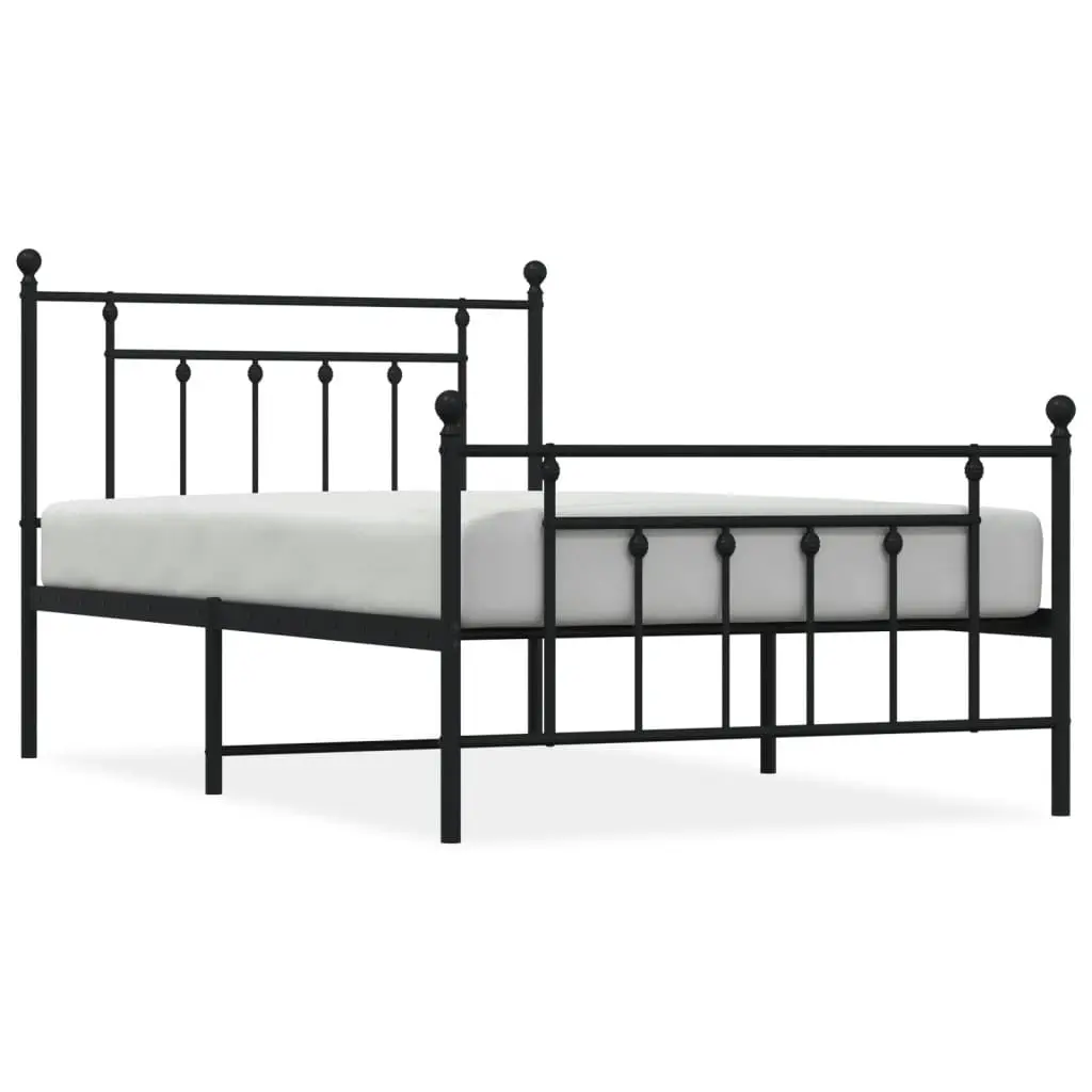Metal Bed Frame without Mattress with Footboard Black 107x203 cm King Single 353551 - Furniture