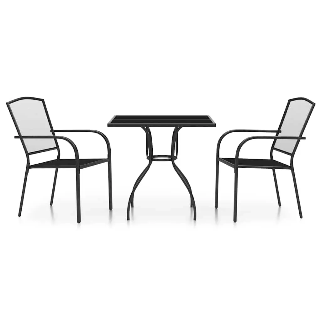 3 Piece Garden Dining Set Anthracite Steel 3187965 - Furniture