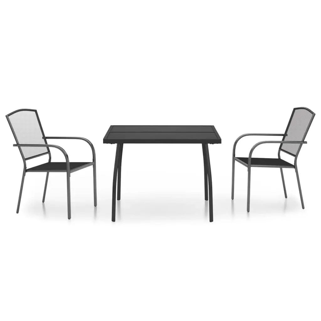 3 Piece Garden Dining Set Anthracite Steel 3187967 - Furniture