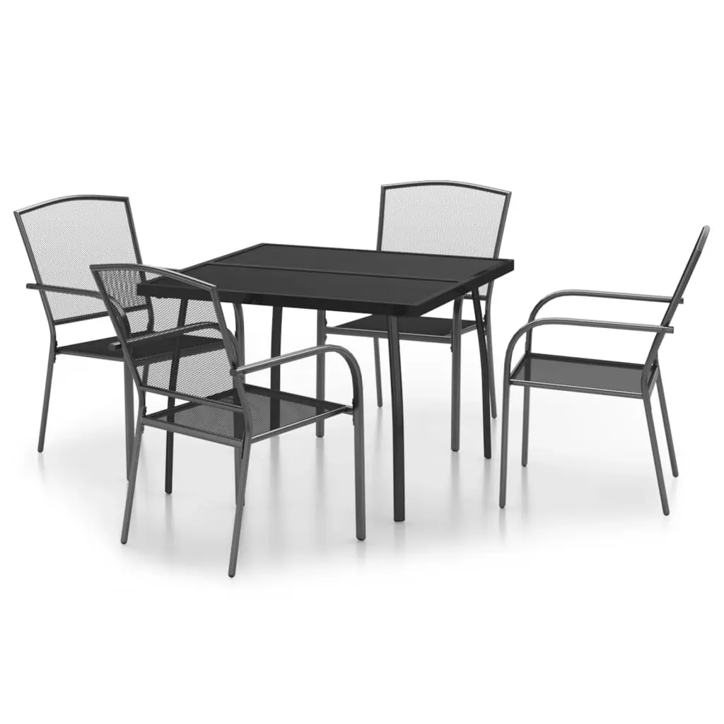 5 Piece Garden Dining Set Anthracite Steel 3187968 - Furniture