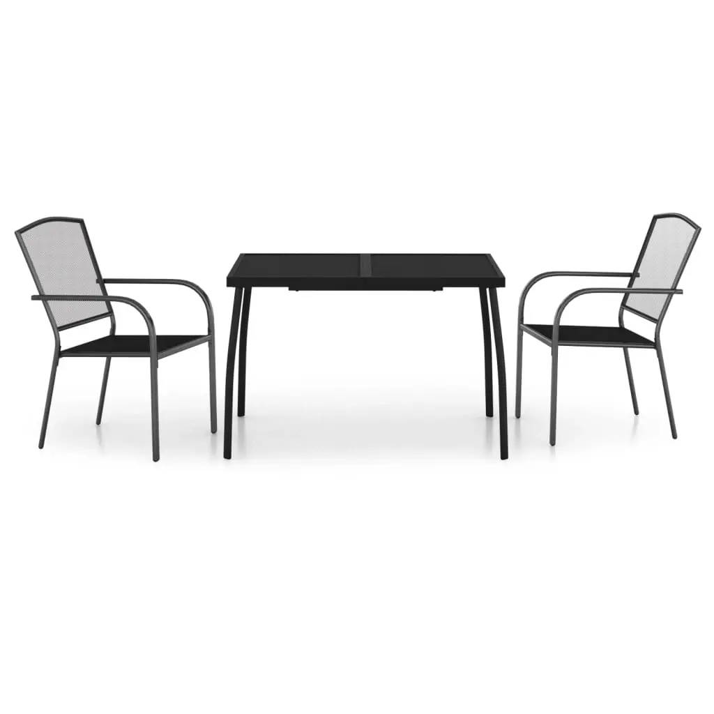 3 Piece Garden Dining Set Anthracite Steel 3187969 - Furniture