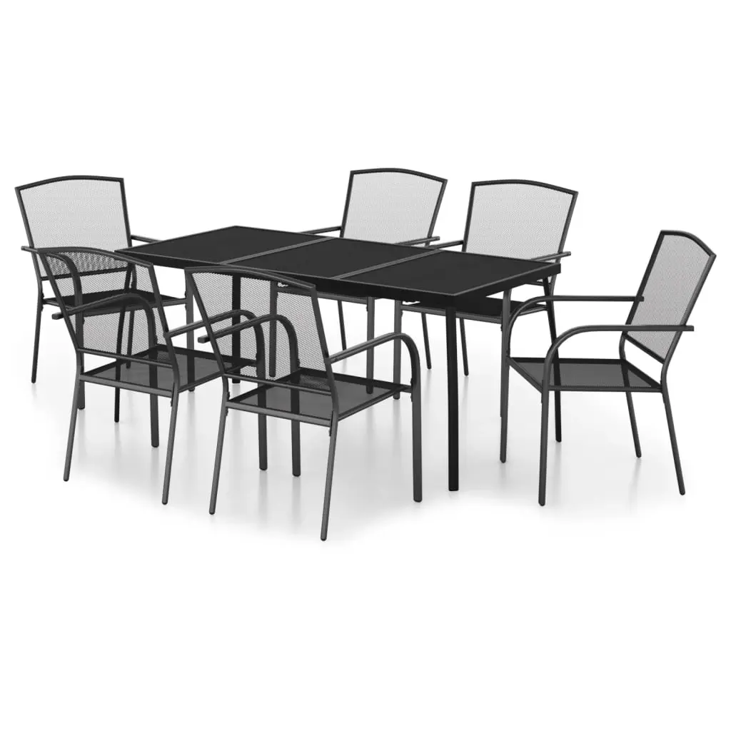 7 Piece Garden Dining Set Anthracite Steel 3187971 - Furniture