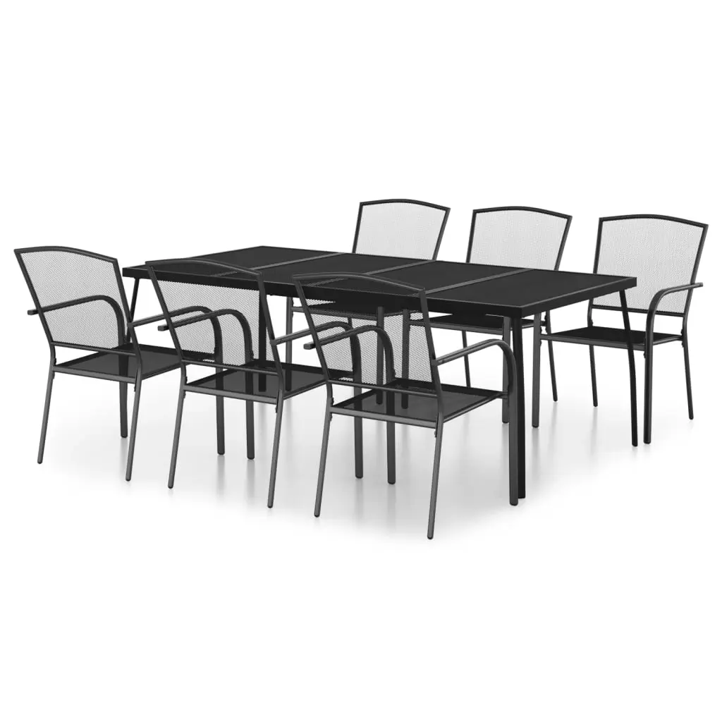 7 Piece Garden Dining Set Anthracite Steel 3187973 - Furniture