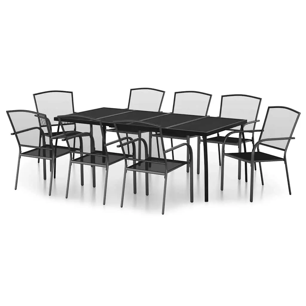 9 Piece Garden Dining Set Anthracite Steel 3187974 - Furniture