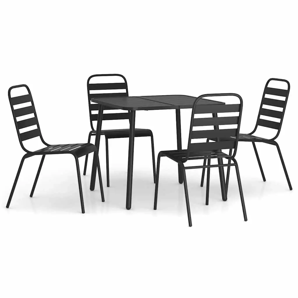 5 Piece Garden Dining Set Anthracite Steel 3187988 - Furniture
