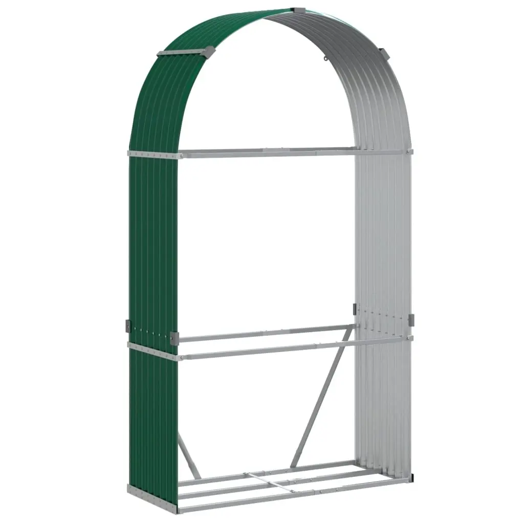 Log Holder Green 120x45x210 cm Galvanised Steel 364542 - Home & Garden