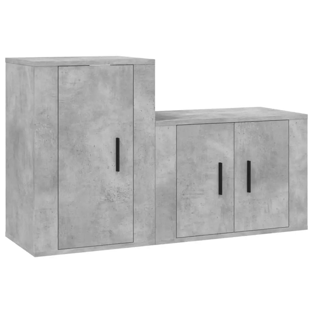2 Piece TV Cabinet Set Concrete Grey Engineered Wood 3188394 - Furniture