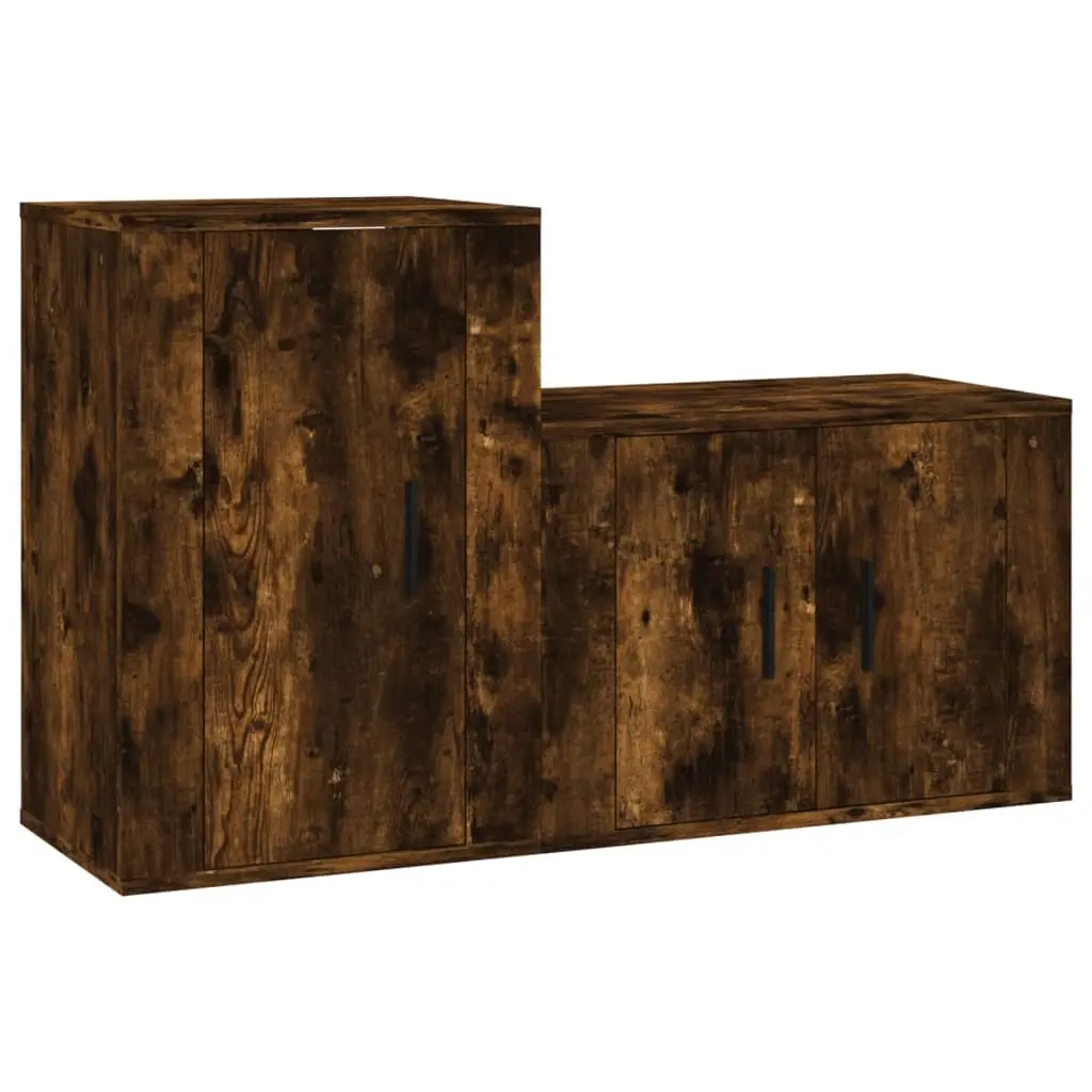 2 Piece TV Cabinet Set Smoked Oak Engineered Wood 3188395 - Furniture
