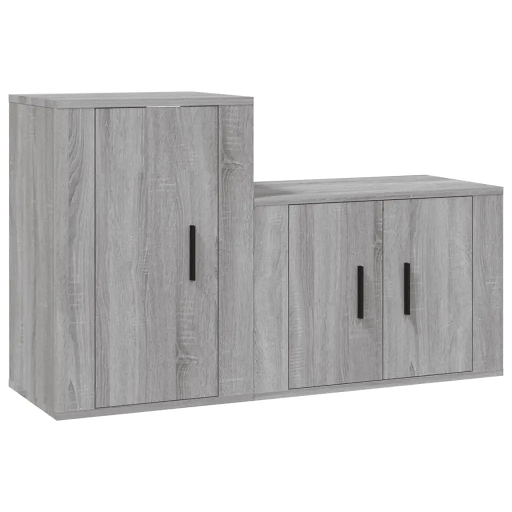 2 Piece TV Cabinet Set Grey Sonoma Engineered Wood 3188396 - Furniture