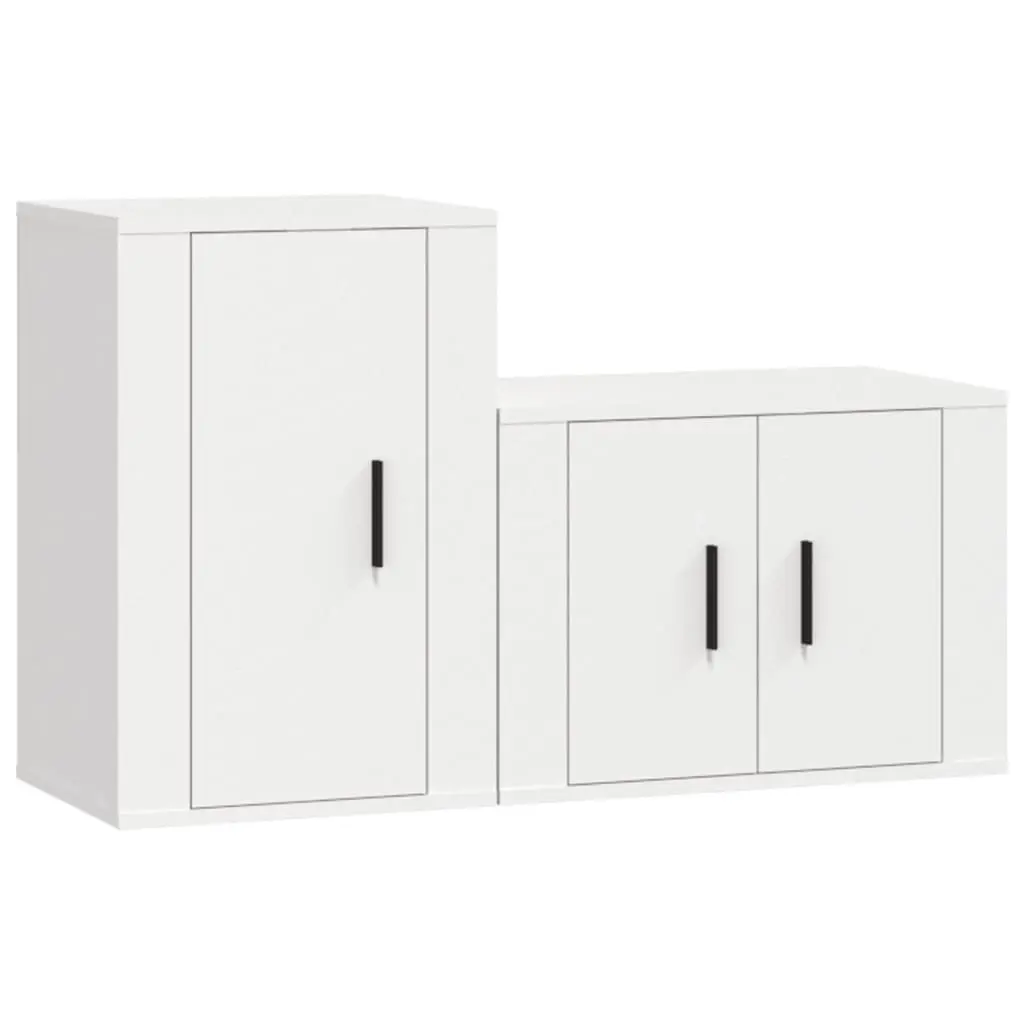 2 Piece TV Cabinet Set White Engineered Wood 3188446 - Furniture