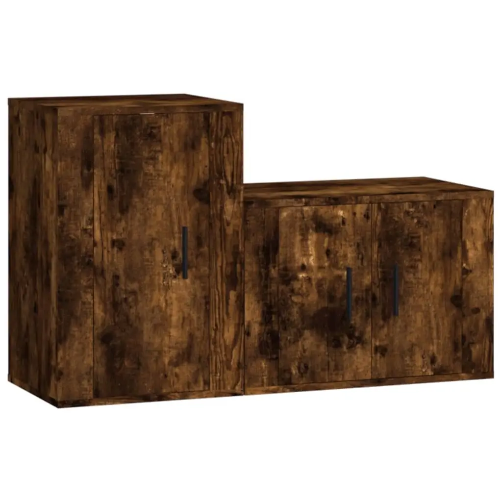 2 Piece TV Cabinet Set Smoked Oak Engineered Wood 3188451 - Furniture