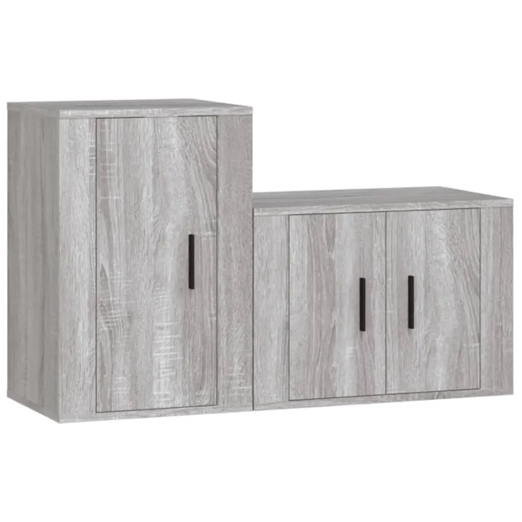 2 Piece TV Cabinet Set Grey Sonoma Engineered Wood 3188452 - Furniture