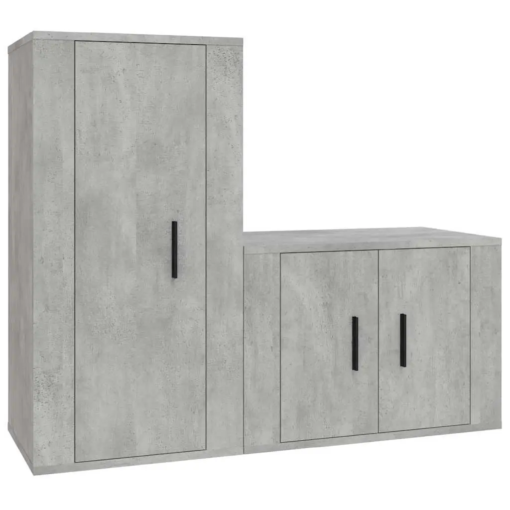 2 Piece TV Cabinet Set Concrete Grey Engineered Wood 3188458 - Furniture