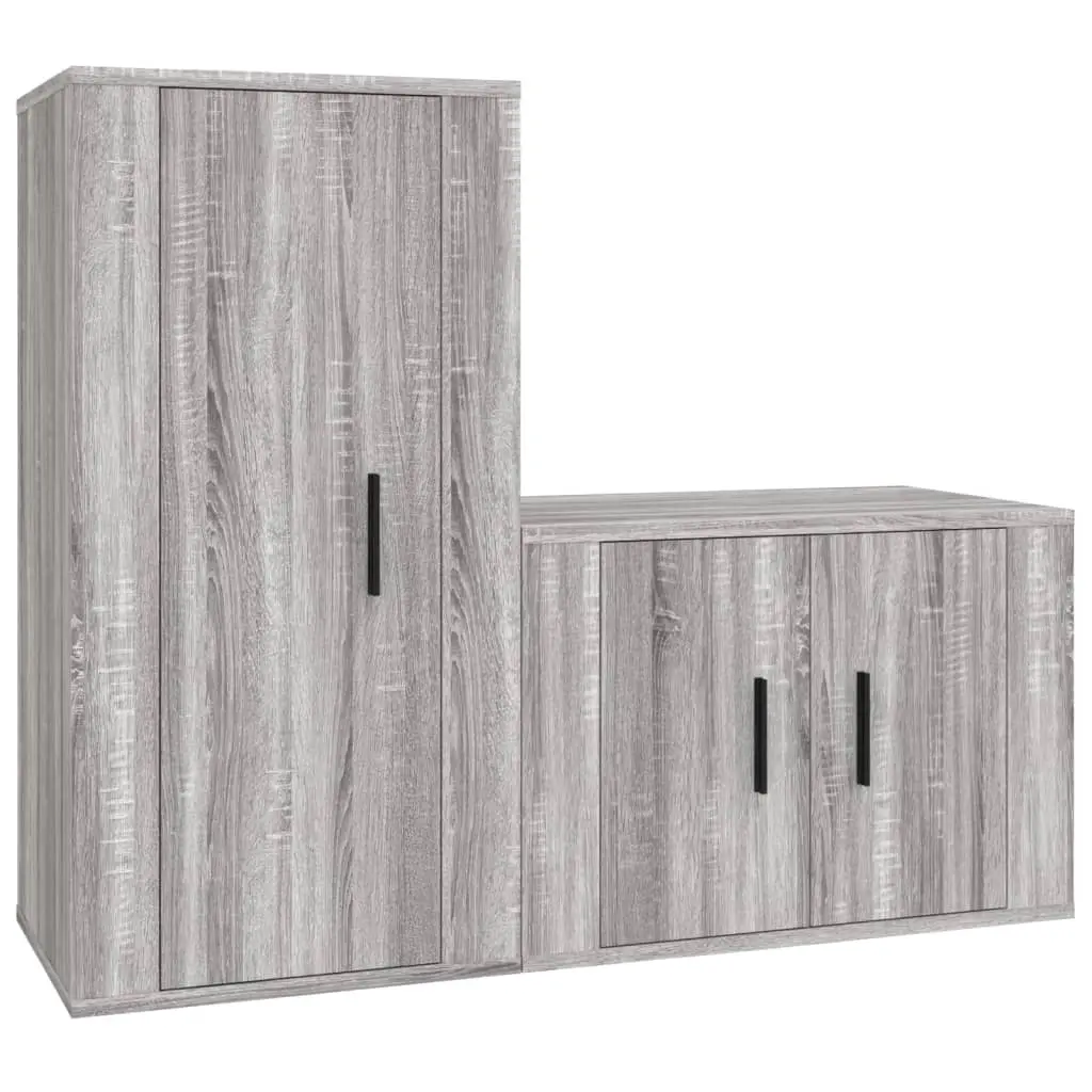 2 Piece TV Cabinet Set Grey Sonoma Engineered Wood 3188460 - Furniture