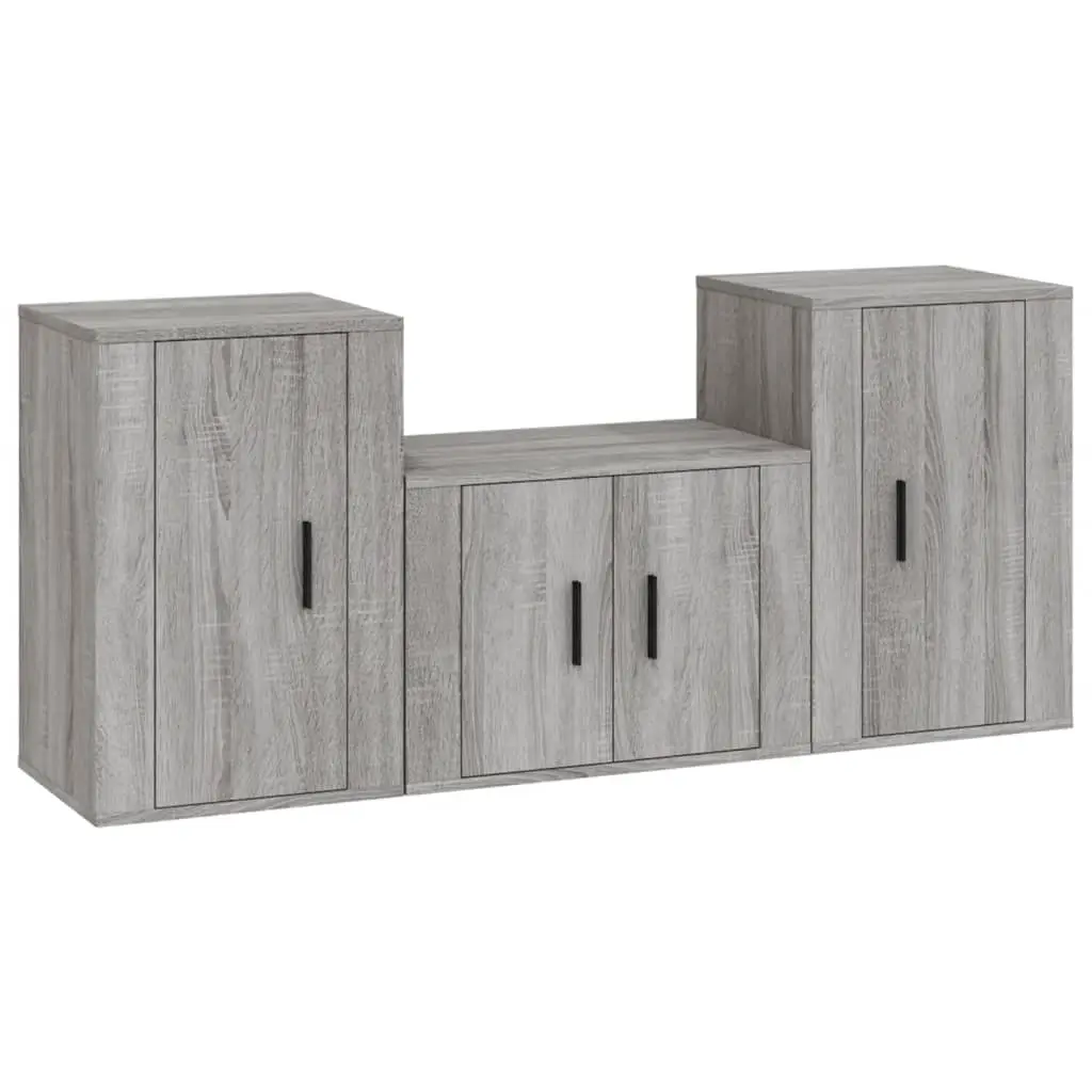 3 Piece TV Cabinet Set Grey Sonoma Engineered Wood 3188500 - Furniture