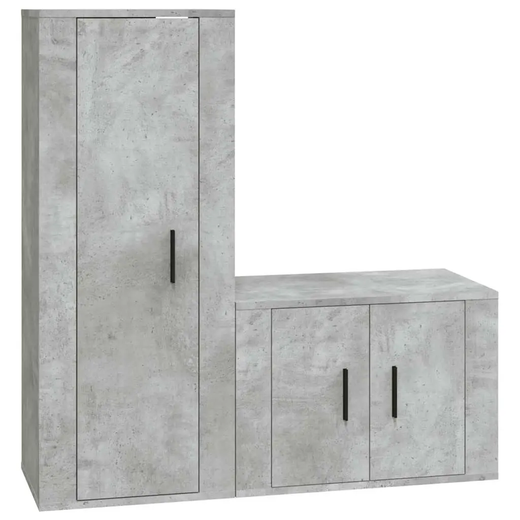2 Piece TV Cabinet Set Concrete Grey Engineered Wood 3188722 - Furniture