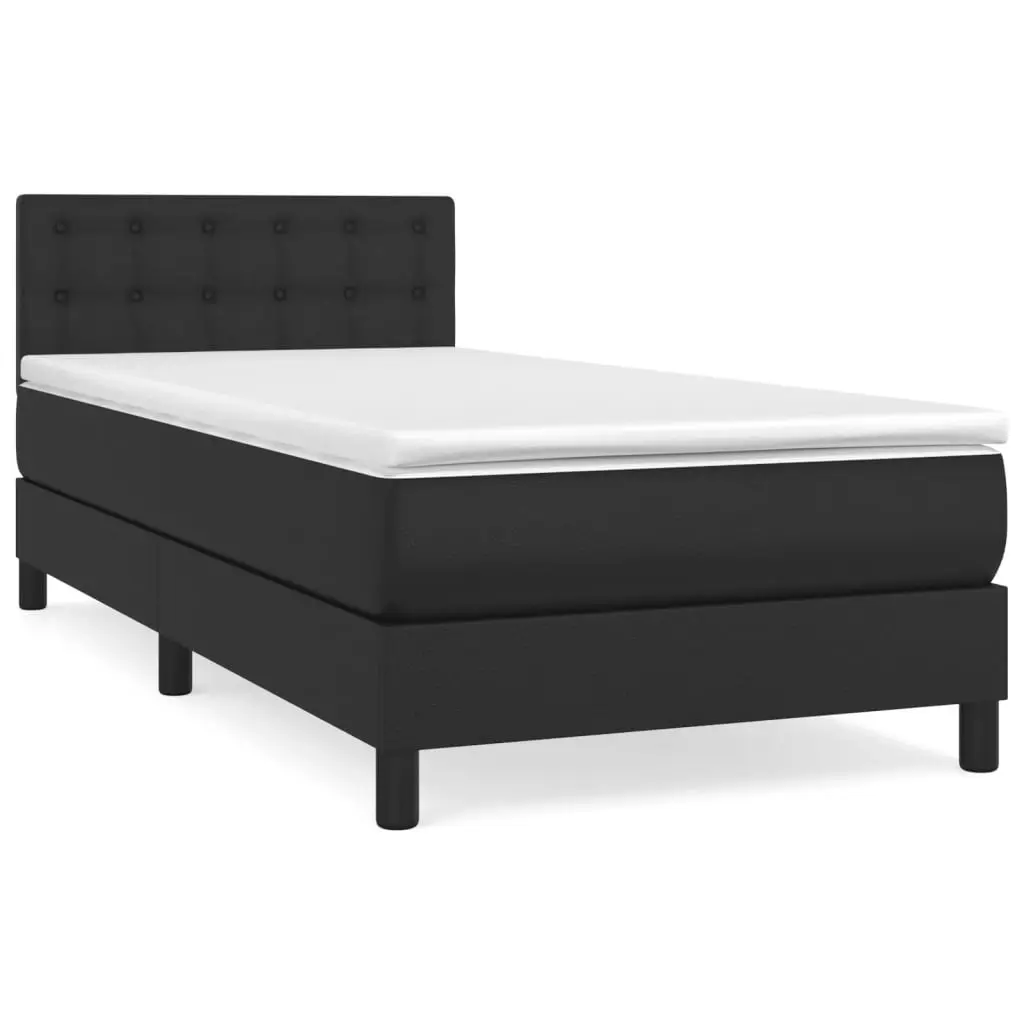 Box Spring Bed with Mattress Black 100x200 cm Faux Leather 3189209 - Furniture