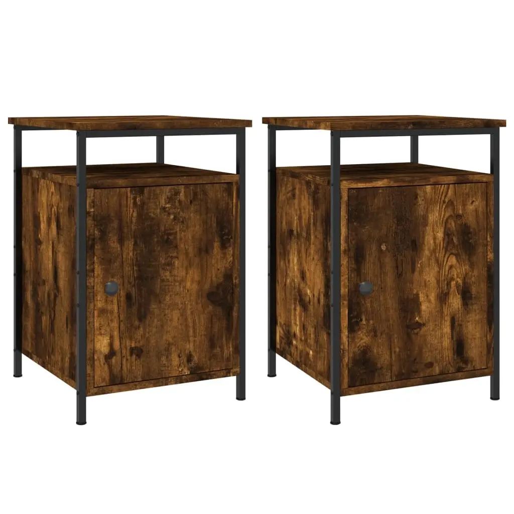 Bedside Cabinets 2 pcs Smoked Oak 40x42x60 cm Engineered Wood 825868 - Furniture