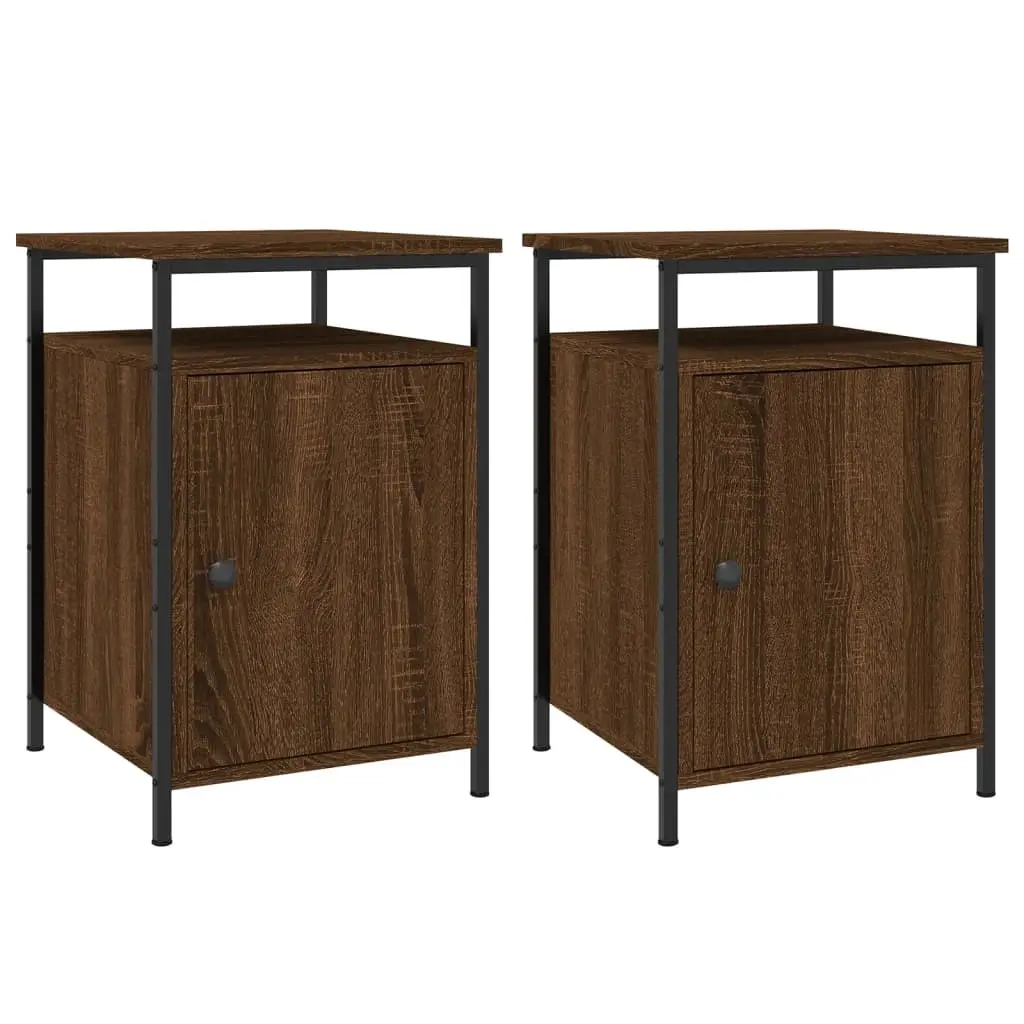 Bedside Cabinets 2 pcs Brown Oak 40x42x60 cm Engineered Wood 825872 - Furniture