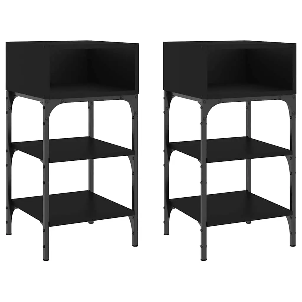 Bedside Tables 2 pcs Black 35x34.5x70 cm Engineered Wood 825884 - Furniture