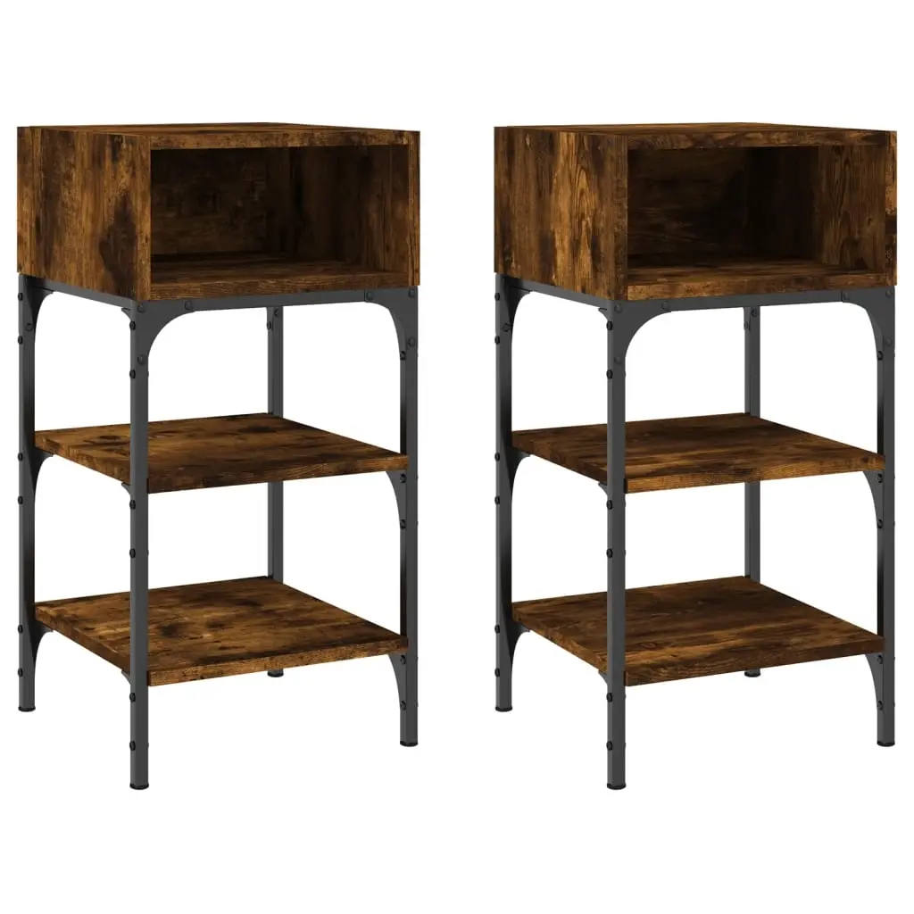 Bedside Tables 2 pcs Smoked Oak 35x34.5x70 cm Engineered Wood 825888 - Furniture