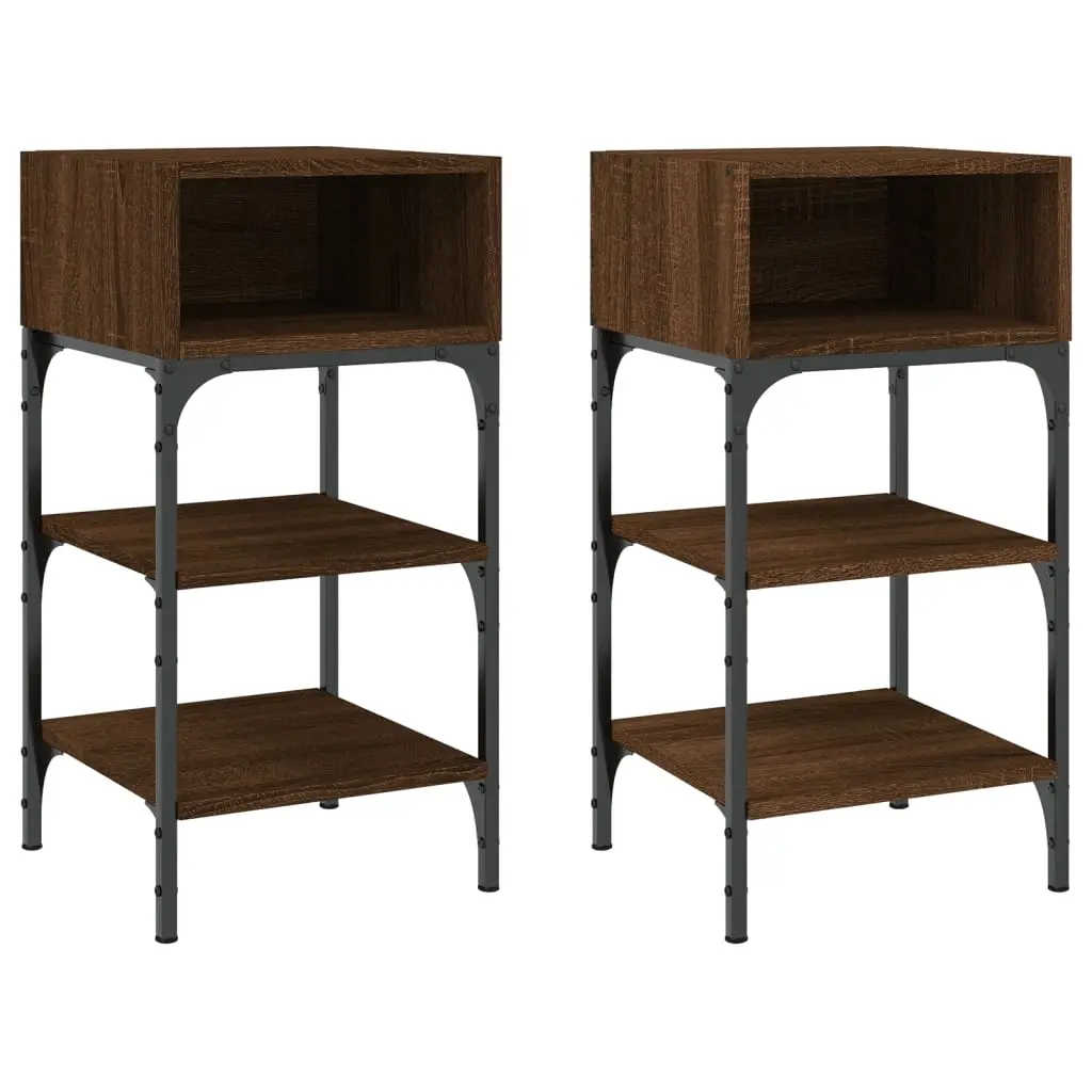 Bedside Tables 2 pcs Brown Oak 35x34.5x70 cm Engineered Wood 825892 - Furniture
