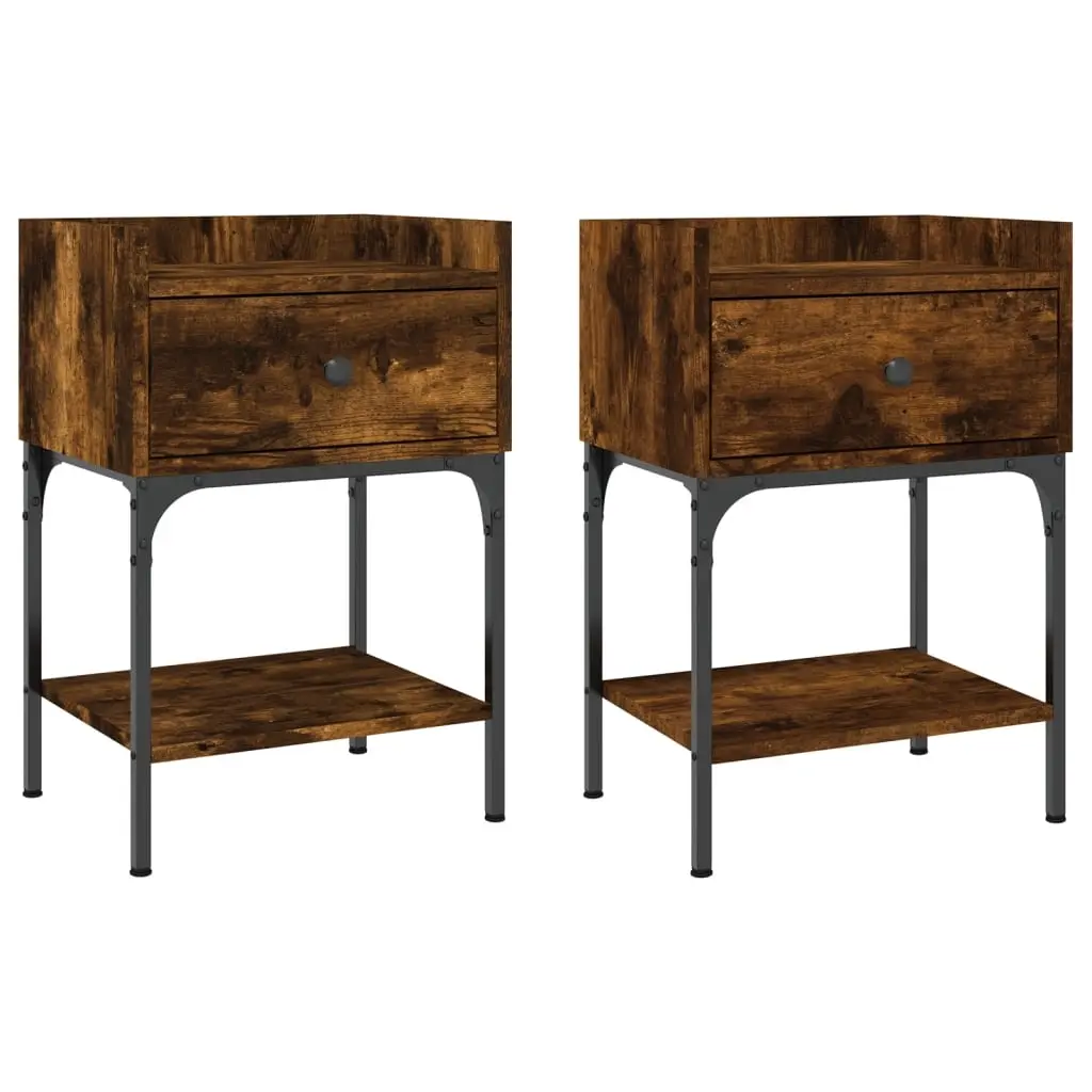 Bedside Tables 2 pcs Smoked Oak 40.5x31x60 cm Engineered Wood 825898 - Furniture