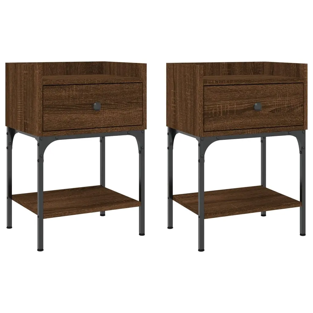 Bedside Tables 2 pcs Brown Oak 40.5x31x60 cm Engineered Wood 825902 - Furniture