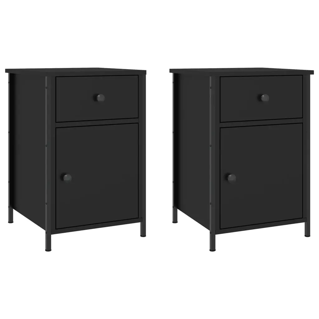 Bedside Cabinets 2 pcs Black 40x42x60 cm Engineered Wood 825904 - Furniture