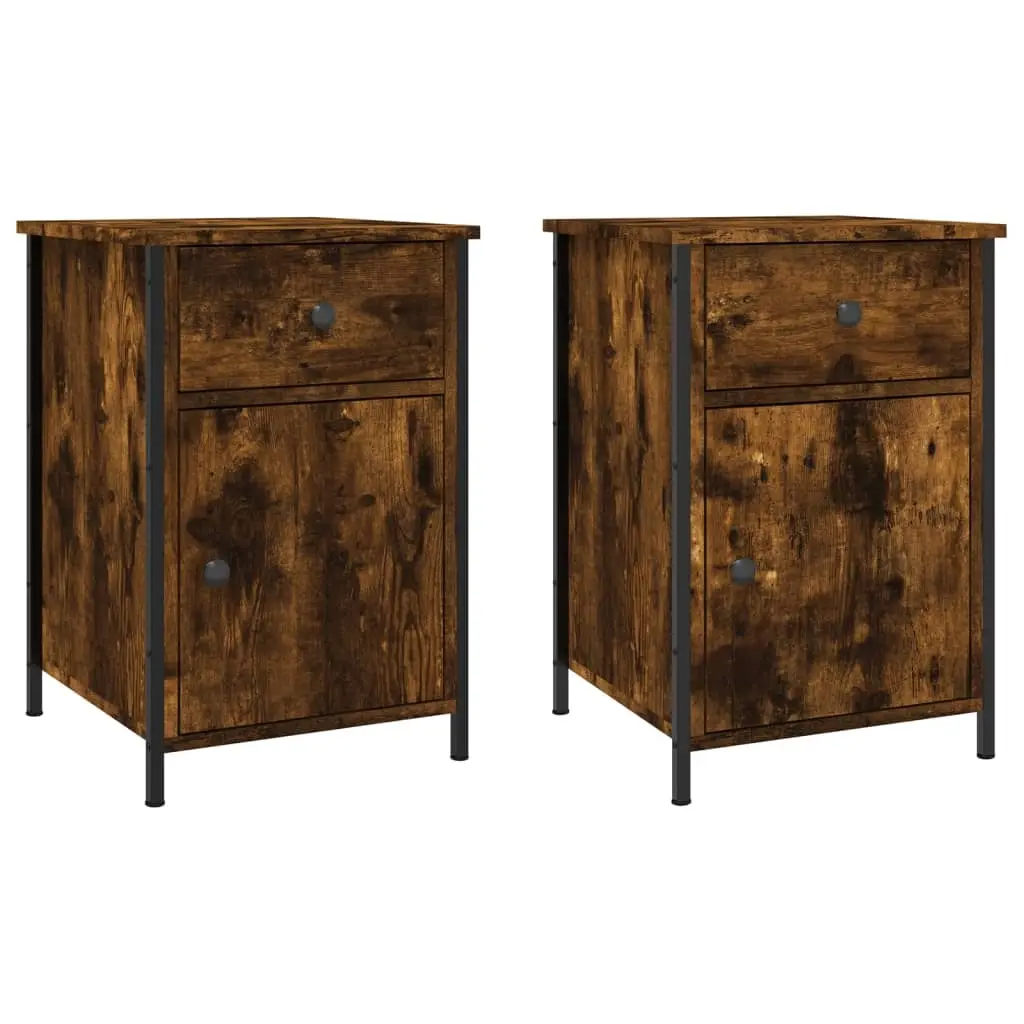 Bedside Cabinets 2 pcs Smoked Oak 40x42x60 cm Engineered Wood 825908 - Furniture