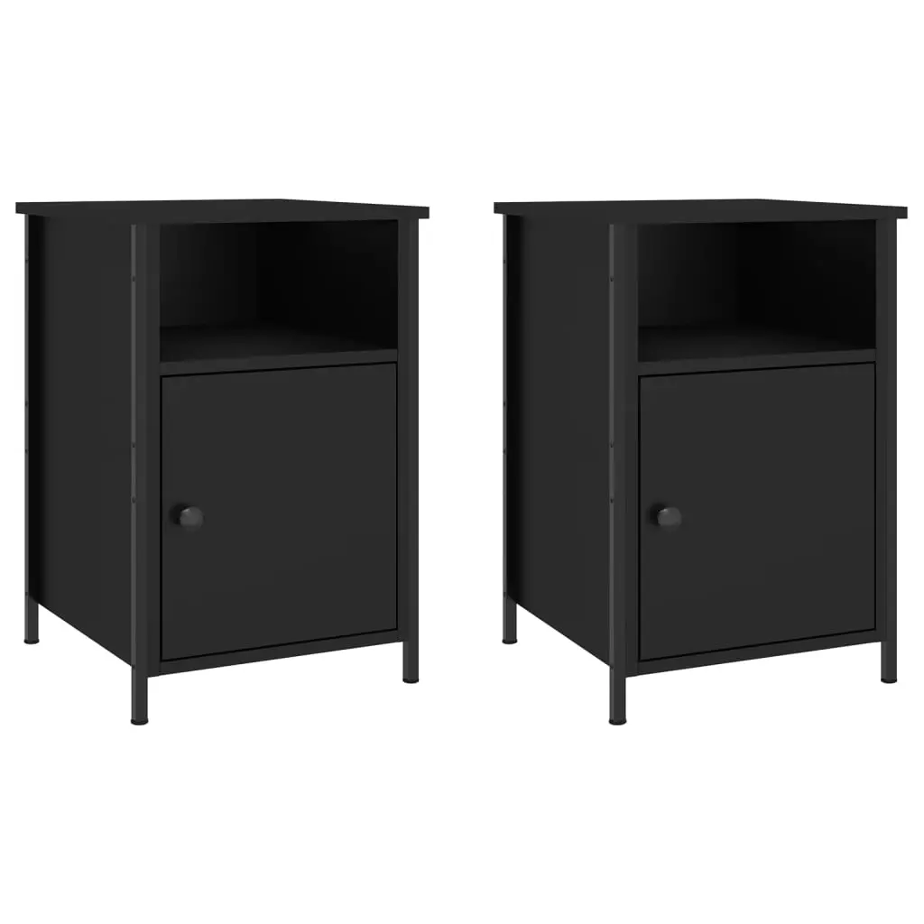 Bedside Cabinets 2 pcs Black 40x42x60 cm Engineered Wood 825914 - Furniture