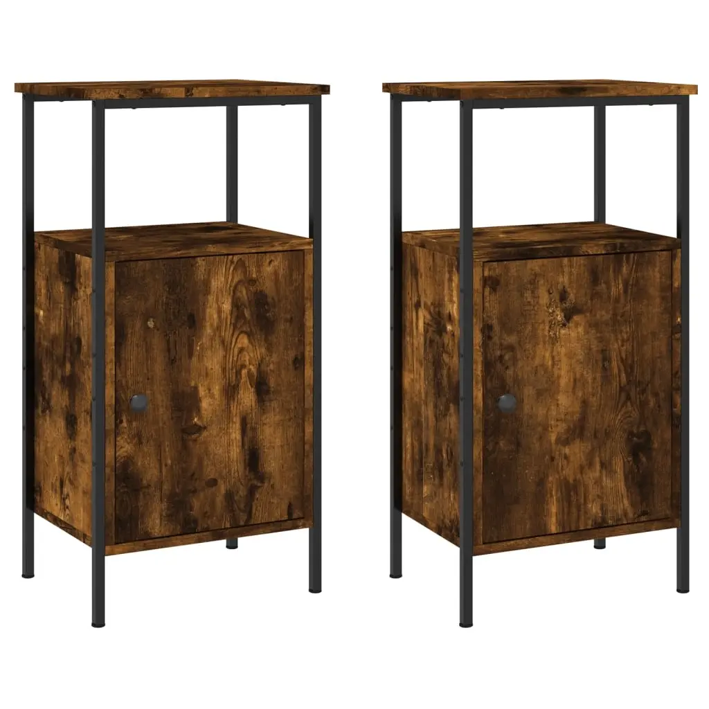 Bedside Cabinets 2 pcs Smoked Oak 41x31x80 cm Engineered Wood 825928 - Furniture