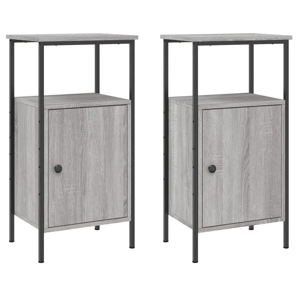 Bedside Cabinets 2 pcs Grey Sonoma 41x31x80 cm Engineered Wood 825930 - Furniture