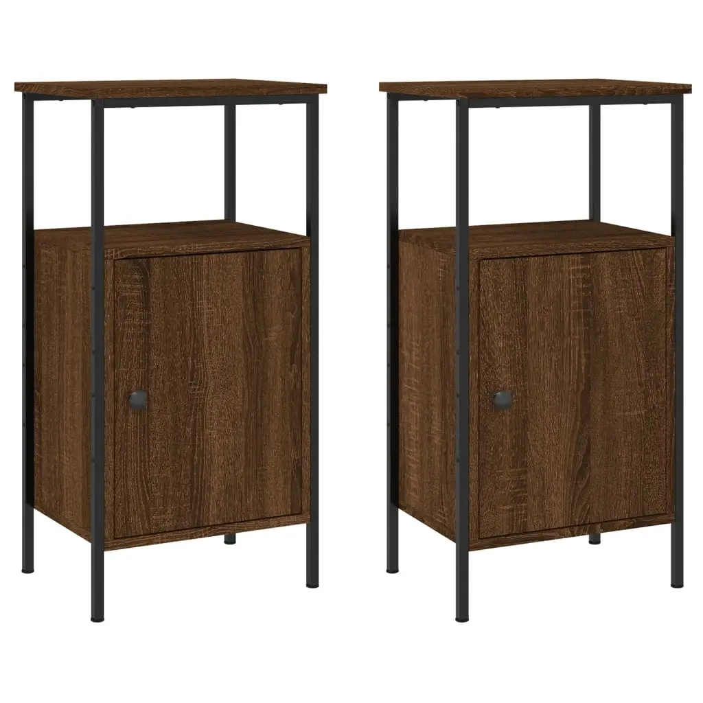 Bedside Cabinets 2 pcs Brown Oak 41x31x80 cm Engineered Wood 825932 - Furniture