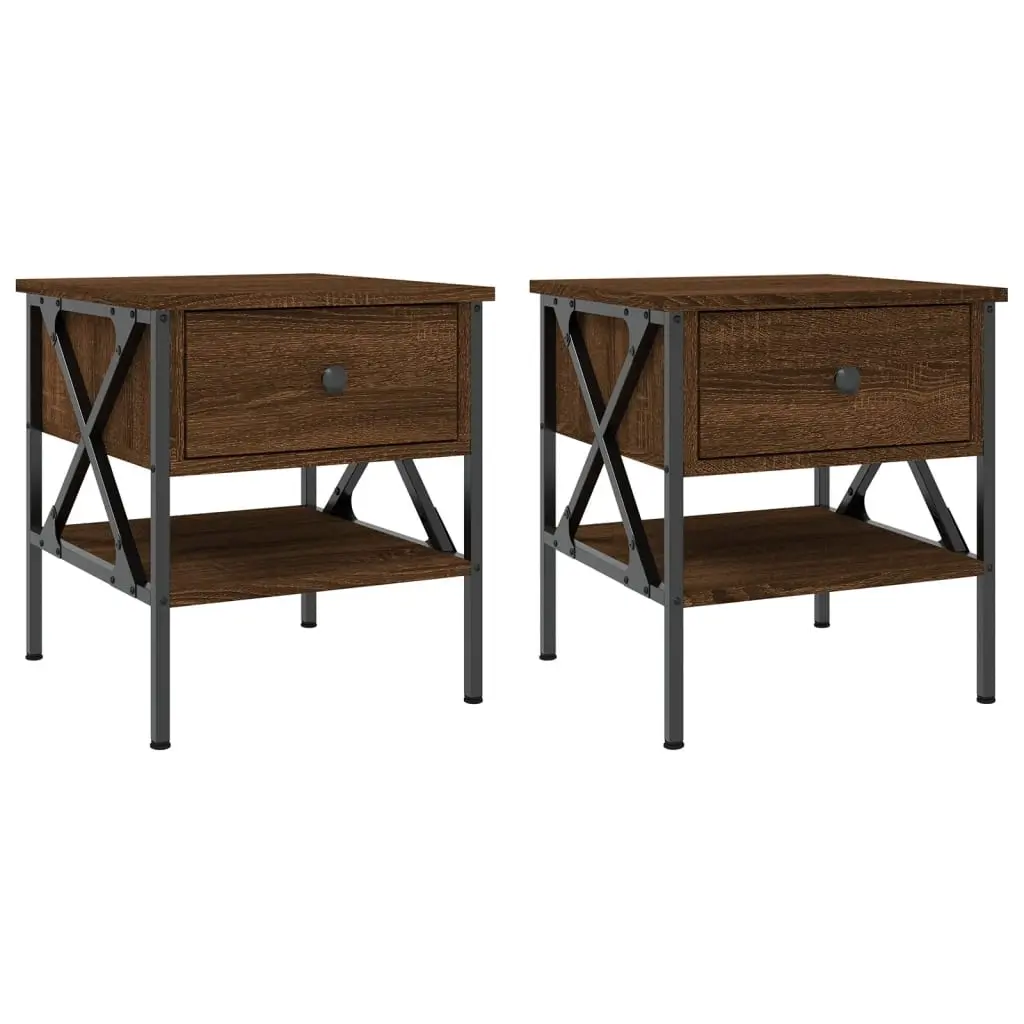 Bedside Tables 2 pcs Brown Oak 40x42x45 cm Engineered Wood 825962 - Furniture