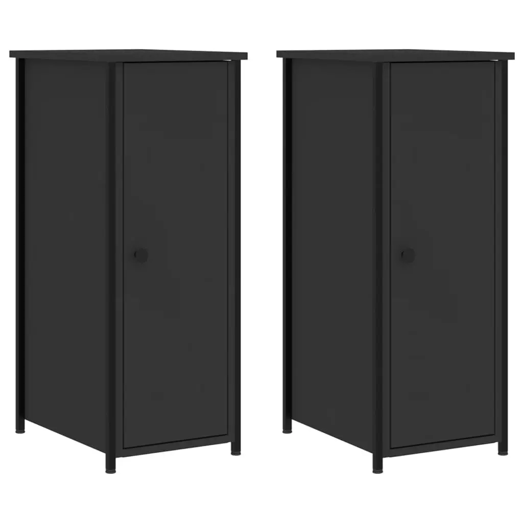 Bedside Cabinets 2 pcs Black 32x42x80 cm Engineered Wood 825964 - Furniture