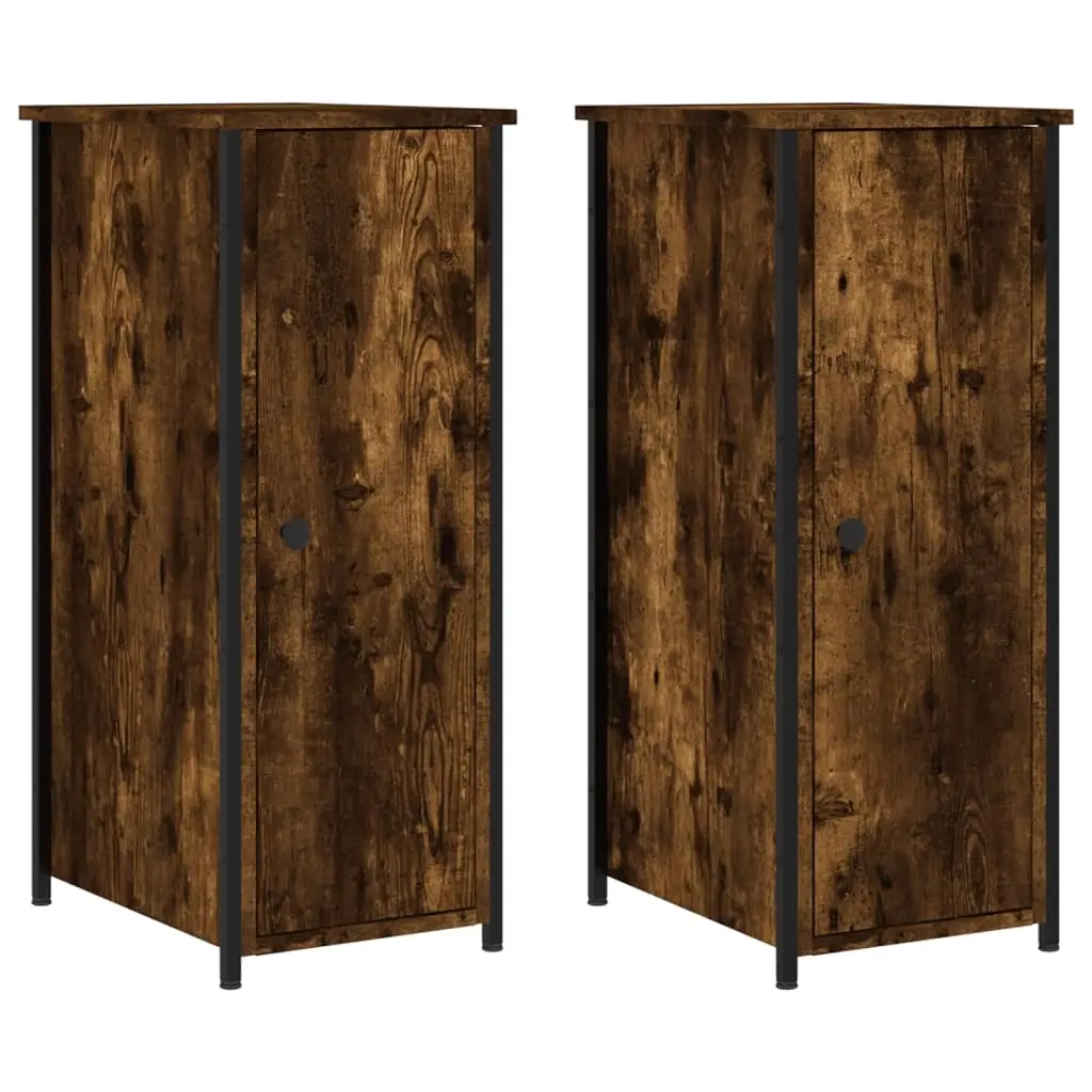 Bedside Cabinets 2 pcs Smoked Oak 32x42x80 cm Engineered Wood 825968 - Furniture