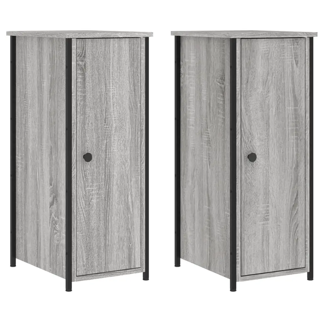 Bedside Cabinets 2 pcs Grey Sonoma 32x42x80 cm Engineered Wood 825970 - Furniture