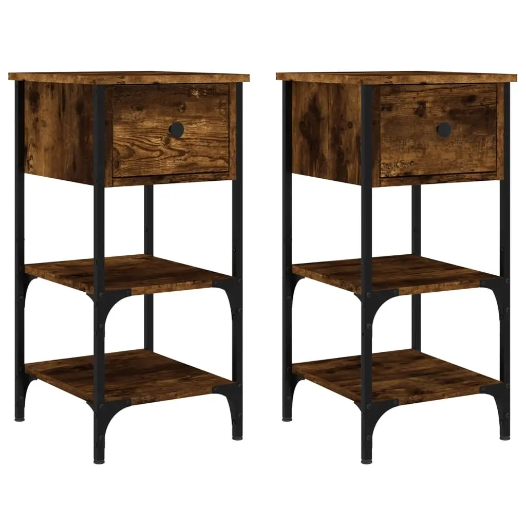 Bedside Cabinets 2 pcs Smoked Oak 34x36x70 cm Engineered Wood 825978 - Furniture