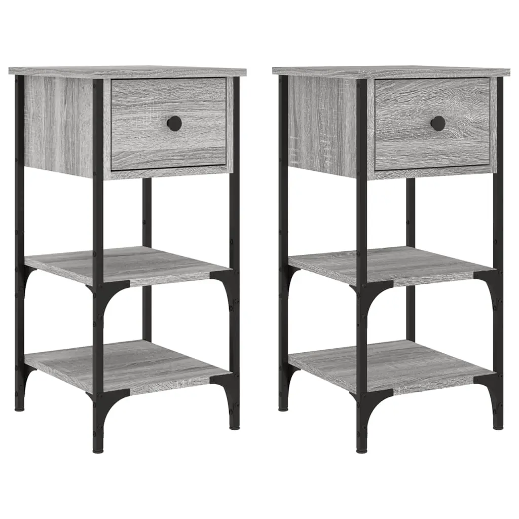 Bedside Cabinets 2 pcs Grey Sonoma 34x36x70 cm Engineered Wood 825980 - Furniture