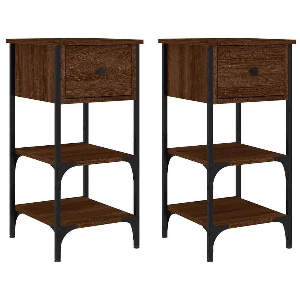 Bedside Cabinets 2 pcs Brown Oak 34x36x70 cm Engineered Wood 825982 - Furniture