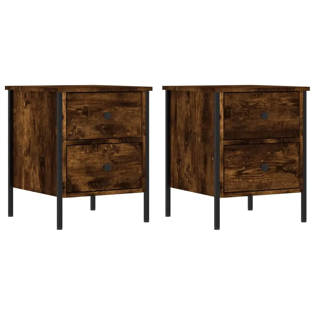 Bedside Cabinets 2 pcs Smoked Oak 40x42x50 cm Engineered Wood 825988 - Furniture