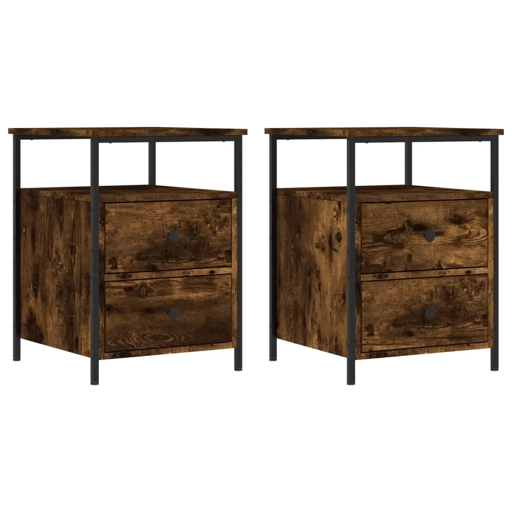 Bedside Cabinets 2 pcs Smoked Oak 44x45x60 cm Engineered Wood 826008 - Furniture