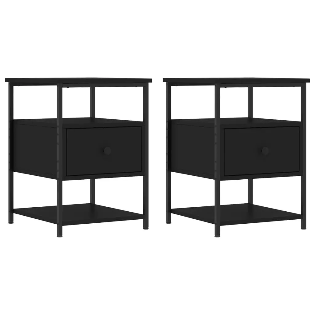 Bedside Cabinets 2 pcs Black 40x42x56 cm Engineered Wood 826024 - Furniture