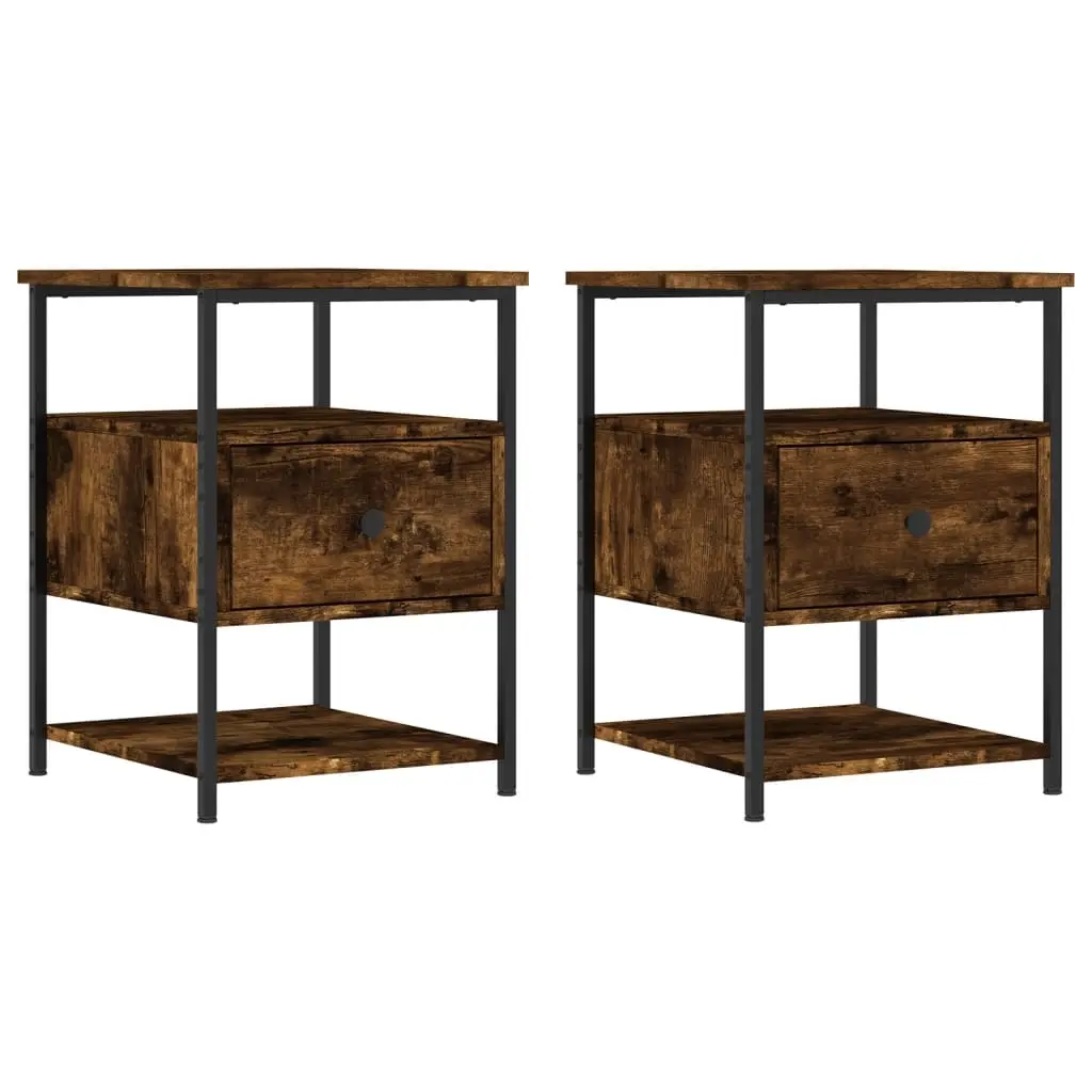 Bedside Cabinets 2 pcs Smoked Oak 40x42x56 cm Engineered Wood 826028 - Furniture