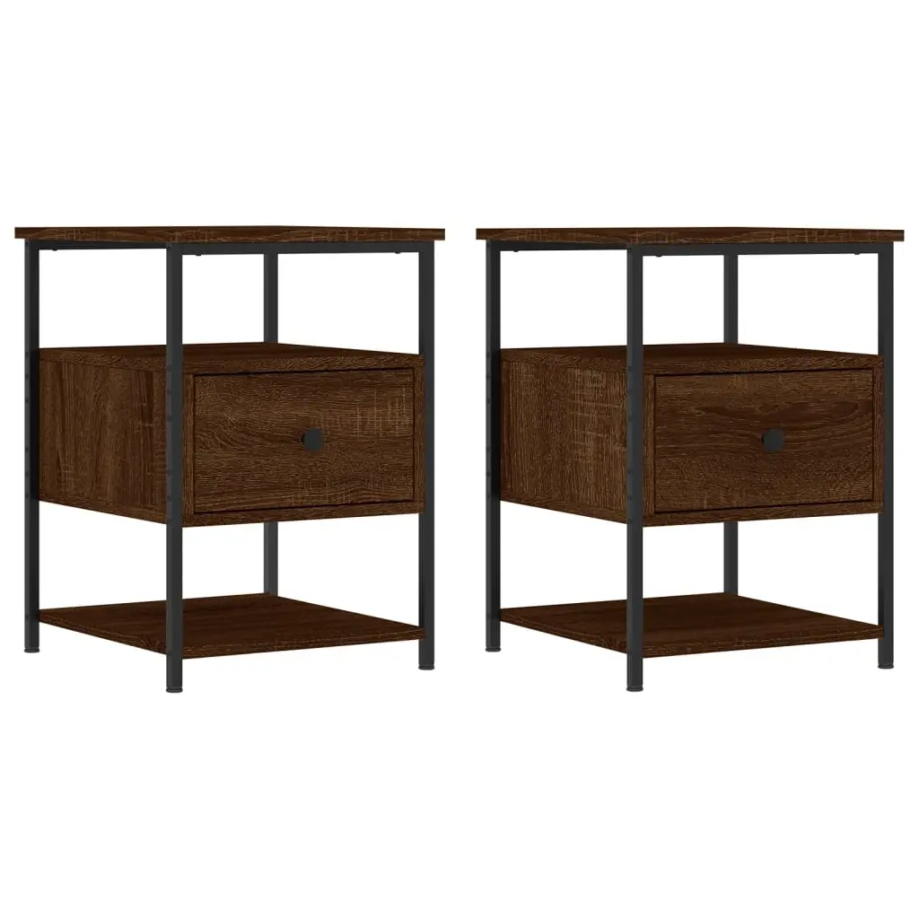 Bedside Cabinets 2 pcs Brown Oak 40x42x56 cm Engineered Wood 826032 - Furniture