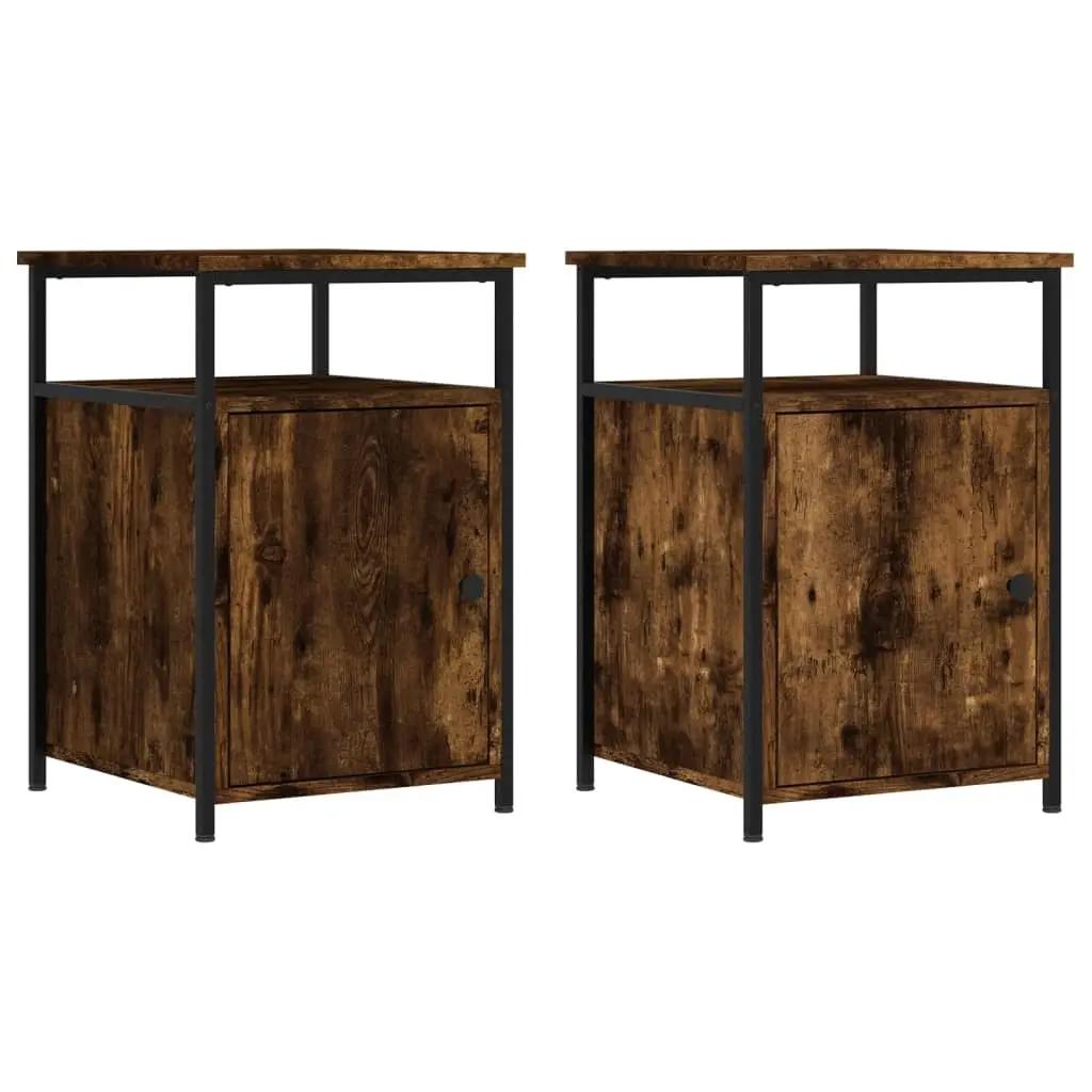 Bedside Cabinets 2 pcs Smoked Oak 40x42x60 cm Engineered Wood 826038 - Furniture