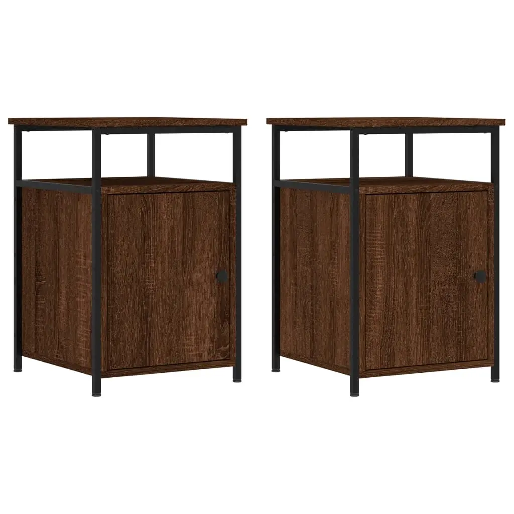 Bedside Cabinets 2 pcs Brown Oak 40x42x60 cm Engineered Wood 826042 - Furniture