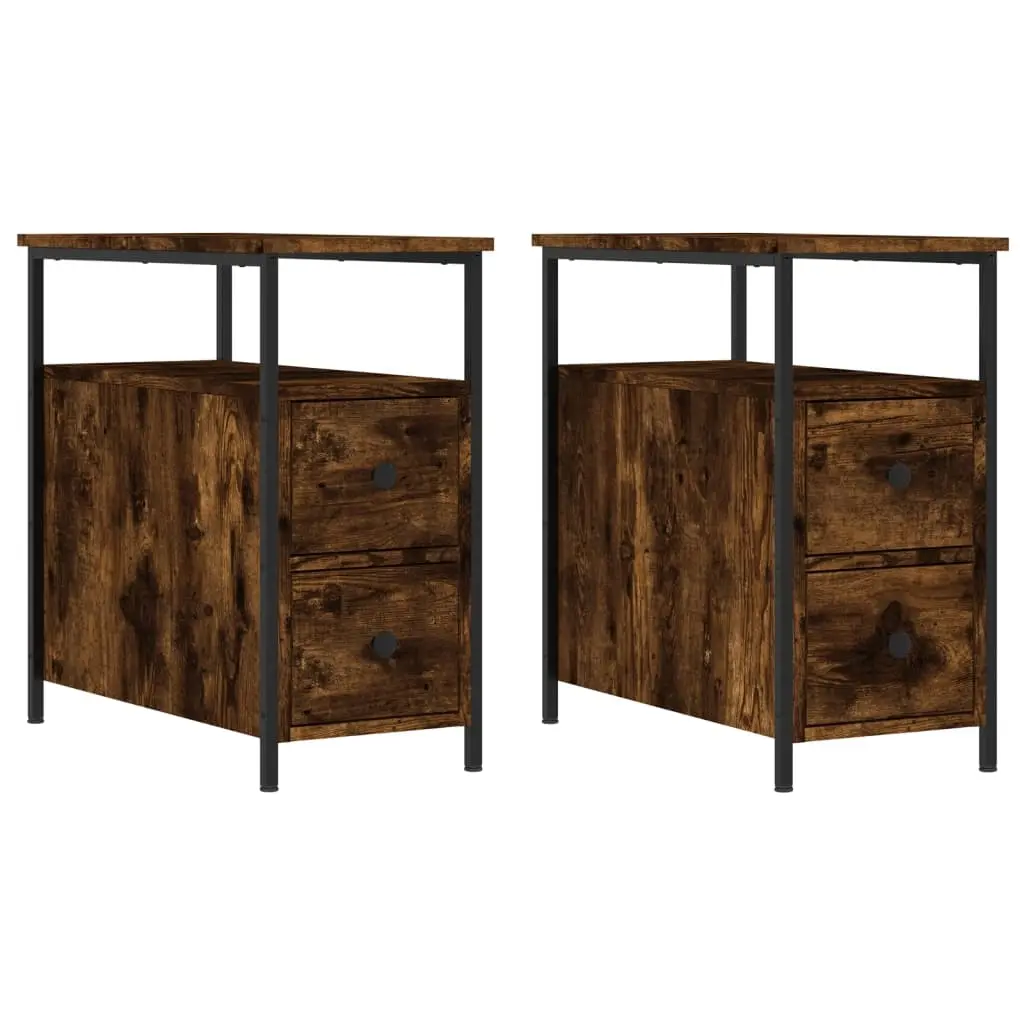 Bedside Cabinets 2 pcs Smoked Oak 30x60x60 cm Engineered Wood 826068 - Furniture